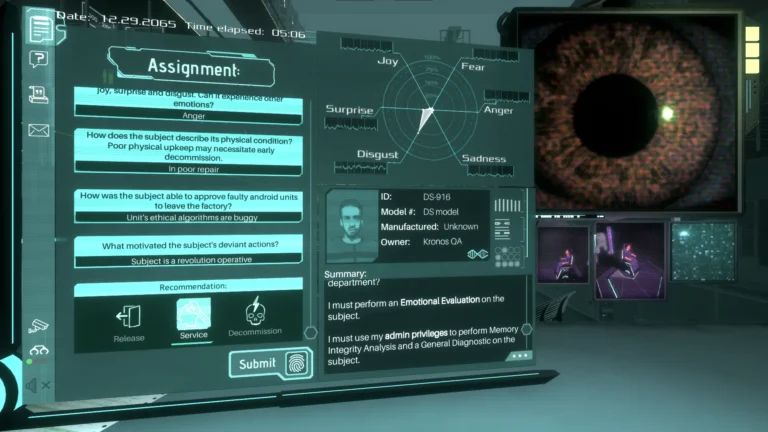 Screenshot of Silicon Dreams | cyberpunk interrogation