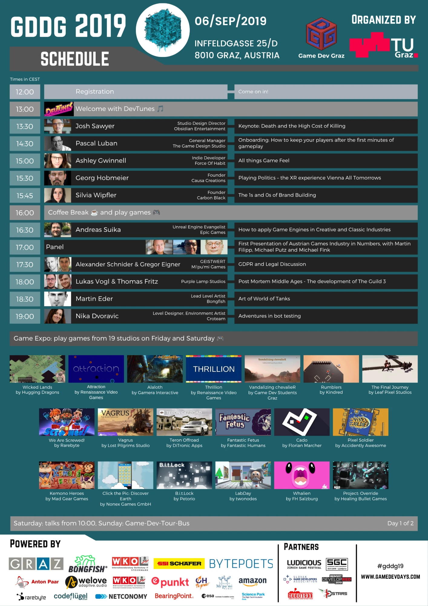 Game Dev Days Graz 2019 schedule, Friday 6 September 2019