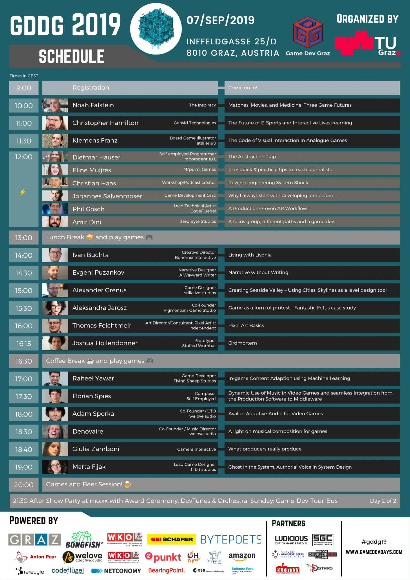 Game Dev Days Graz 2019 schedule, Saturday 7 September 2019