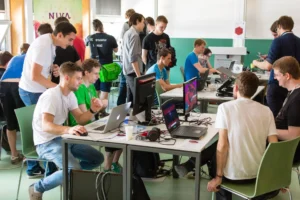 Attendees playing games at Game Dev Days Graz 2016